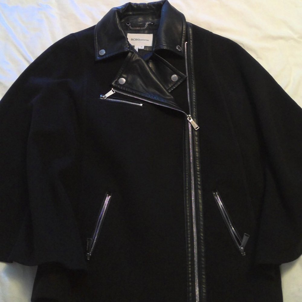BCBGeneration cape peacoat with faux leather